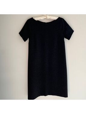 PAOLA FRANI Short Sleeve Boat Neck Shift Dress Zip Back Made Italy Lagenlook